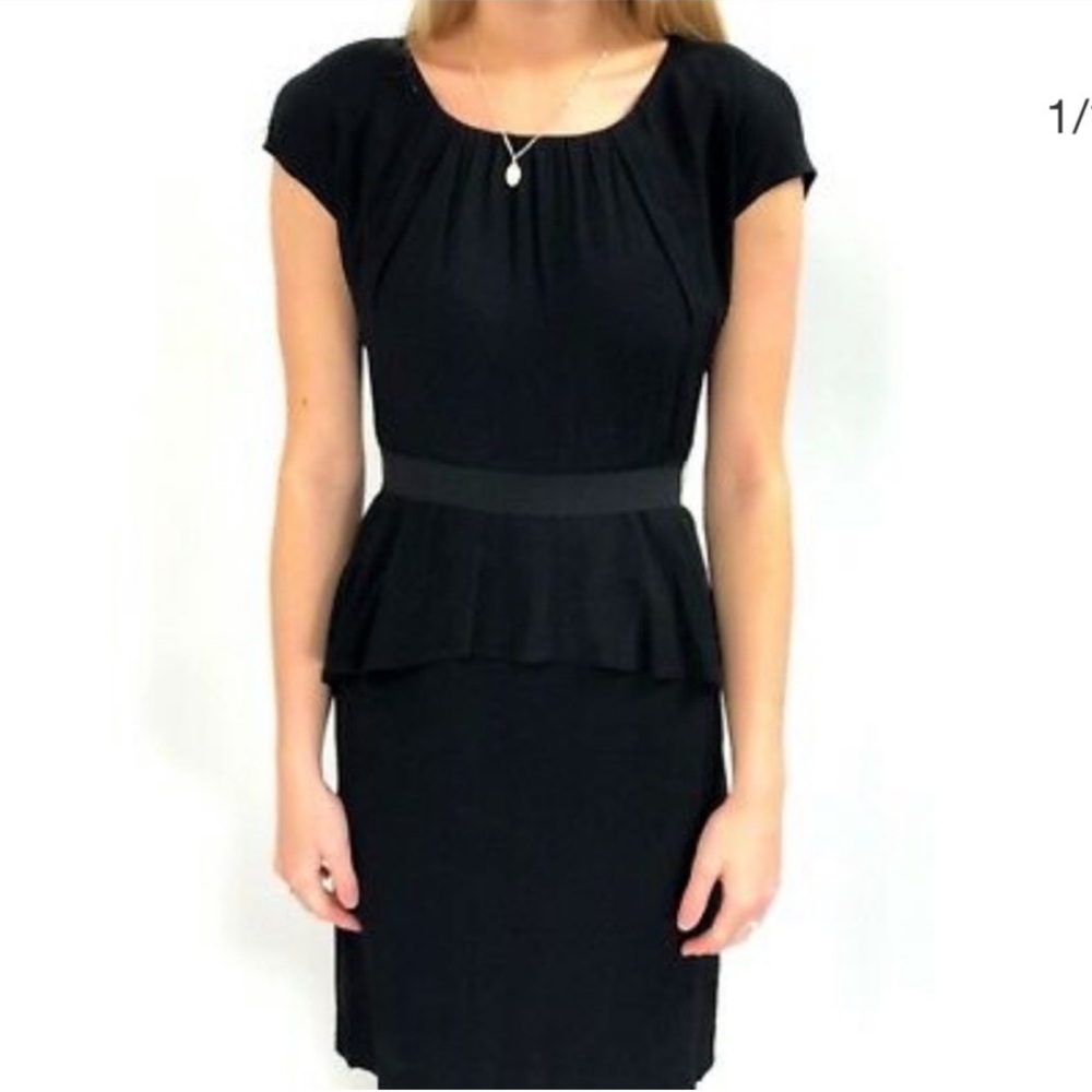 Anthropologie Moulinette Soeurs Peplum Dress Belted Ruffle Black Sz 8